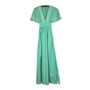Vintage 1960’s mint green handmade polyester maxi dress XS
